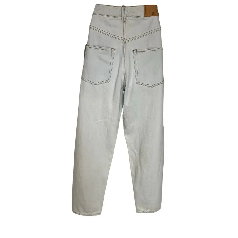 Frank & Oak Linda Balloon Tapered Leg High Rise Jeans Ivory Denim Size 29 - Picture 9 of 14
